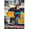 TE6050BLKColorful stripes batwing chiffon tops with vest two pieces