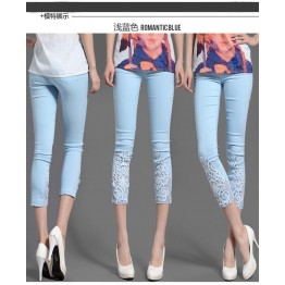 TE730 Lace crochet rhinestone summer thin leggings