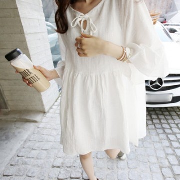 TE7840 Sweet lovely v-neck flouncing loose dress