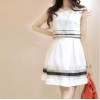TE8003HYZJ Korean fashion organza stripes fake two piece dress