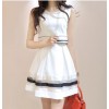 TE8003HYZJ Korean fashion organza stripes fake two piece dress