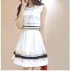 TE8003HYZJ Korean fashion organza stripes fake two piece dress