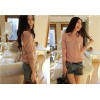 TE8019YP Korean fashion candy color slim long sleeve blouse