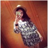 TE8073 Flowers print empire waist dress