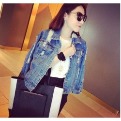 TE813ZC New style holes joker washing denim coat