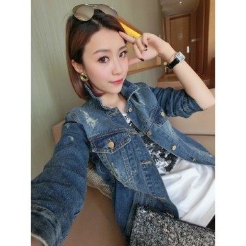 TE817ZC New style loose holes joker denim coat