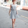 TE8182MEY Korean fashion lace splicing slim waist dress