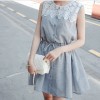 TE8182MEY Korean fashion lace splicing slim waist dress