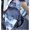 TE8187 Chinese ink painting organza splicing vest dress