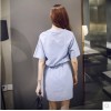 TE8199MEY Korean fashion vintage fresh v-neck slim waist dress