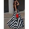 TE8063YLX Lace slim stripes splicing beach maxi dress