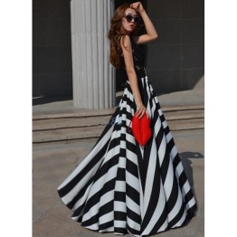 TE8063YLX  Lace slim stripes splicing beach maxi dress
