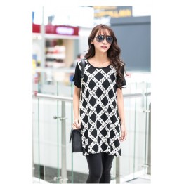 TE8609 Digital print splicing large size long T-shirt