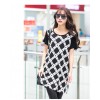 TE8609 Digital print splicing large size long T-shirt