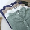 TE8691 Summer fresh loose three quarter sleeve ramie shirt