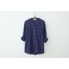 TE8691 Summer fresh loose three quarter sleeve ramie shirt