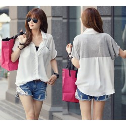 TE8761 Comfortable cotton splicing chiffon blouse