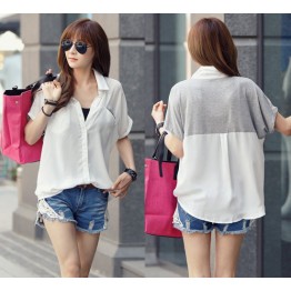 TE8761 Comfortable cotton splicing chiffon blouse