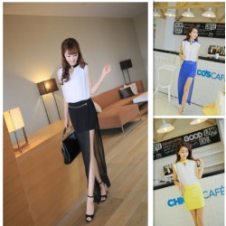 TE9001JDYJ Summer fashion two way wear sexy slashed up sleeveless dress