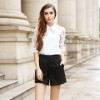 TE9012MH Organza embroidery beads chiffon shirt with wide leg shorts