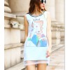 TE9013MH Organza cartoon print straight slim sleeveless dress