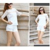 TE9015MH Europe fashion lace splicing short sleeve tops with shorts