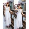 TE9017HES Bohemia fashion lace splicing wide hem sleeveless dress