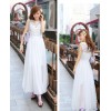 TE9017HES Bohemia fashion lace splicing wide hem sleeveless dress