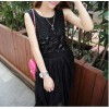 TE9017HES Bohemia fashion lace splicing wide hem sleeveless dress