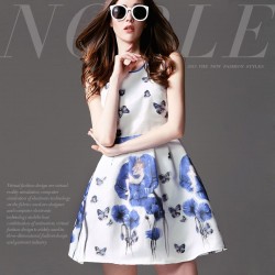 TE9023MH Summer fashion beautiful butterfly print sleeveless dress