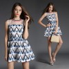 TE9025MH Summer fashion organza splicing geometry pattern sleeveless dress