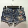 TE9051DFS Summer fashion badge wear out denim shorts