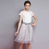 TE9057MH Elegant lace short sleeve tops with organza skirt