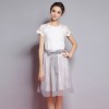 TE9057MH Elegant lace short sleeve tops with organza skirt