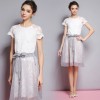 TE9057MH Elegant lace short sleeve tops with organza skirt