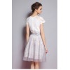 TE9057MH Elegant lace short sleeve tops with organza skirt