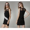 TE9058MH Europe fashion casual color matching organza splicing sleeveless dress