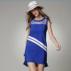 TE9058MH Europe fashion casual color matching organza splicing sleeveless dress