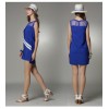 TE9058MH Europe fashion casual color matching organza splicing sleeveless dress