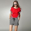 TE9060MH Europe fashion stripes chiffon shirt with shorts two pieces suit