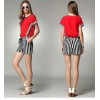 TE9060MH Europe fashion stripes chiffon shirt with shorts two pieces suit