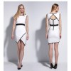 TE9061MH Europe fashion color matching backless sexy temperament dress