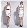 TE9061MH Europe fashion color matching backless sexy temperament dress