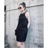 TE9076 Korean style fashion leather halter backless A-line dress