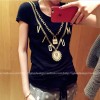 TE9222YBF Fashion necklace print simple T-shirt