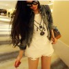 TE9222YBF Fashion necklace print simple T-shirt