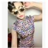 TE9290YBF Print vintage slim waist cheongsam dress