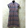 TE9290YBF Print vintage slim waist cheongsam dress