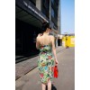 TE9292YBF Flowers print slim waist tube top dress