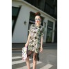 TE9297YBF Fashion sexy print round neck tassel dress